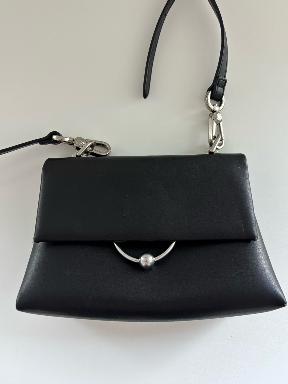 Charles & Keith Black Crossbody with Silver Accent